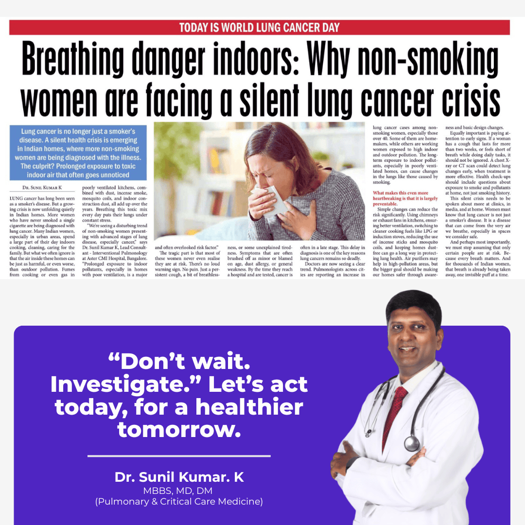 World Lung Cancer Day: Insights from Dr. Sunil Kumar on the Urgency of Early Detection & Indoor Pollution Risks